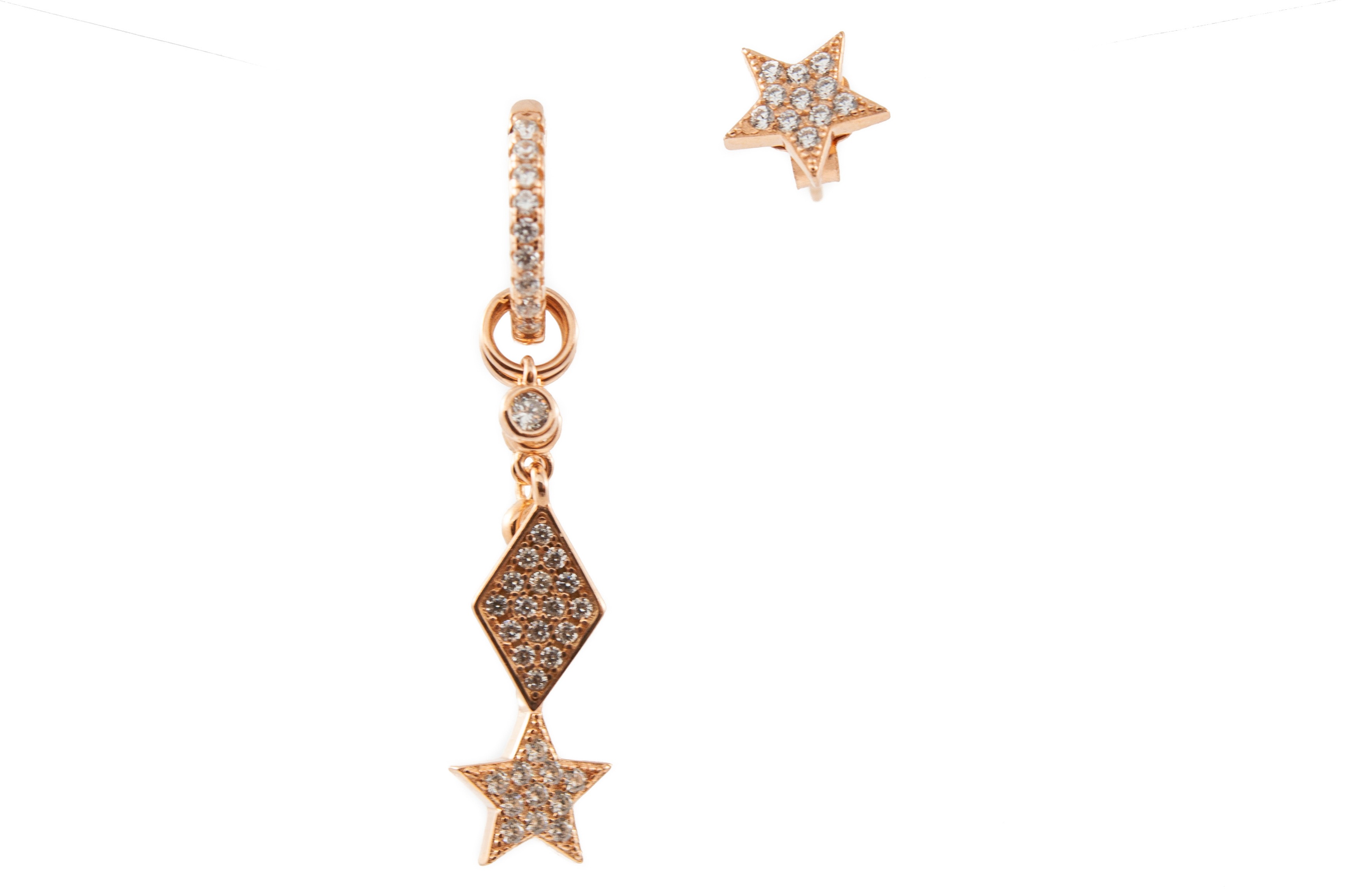 orecchini in argento con spilla da balia e strass anartxy