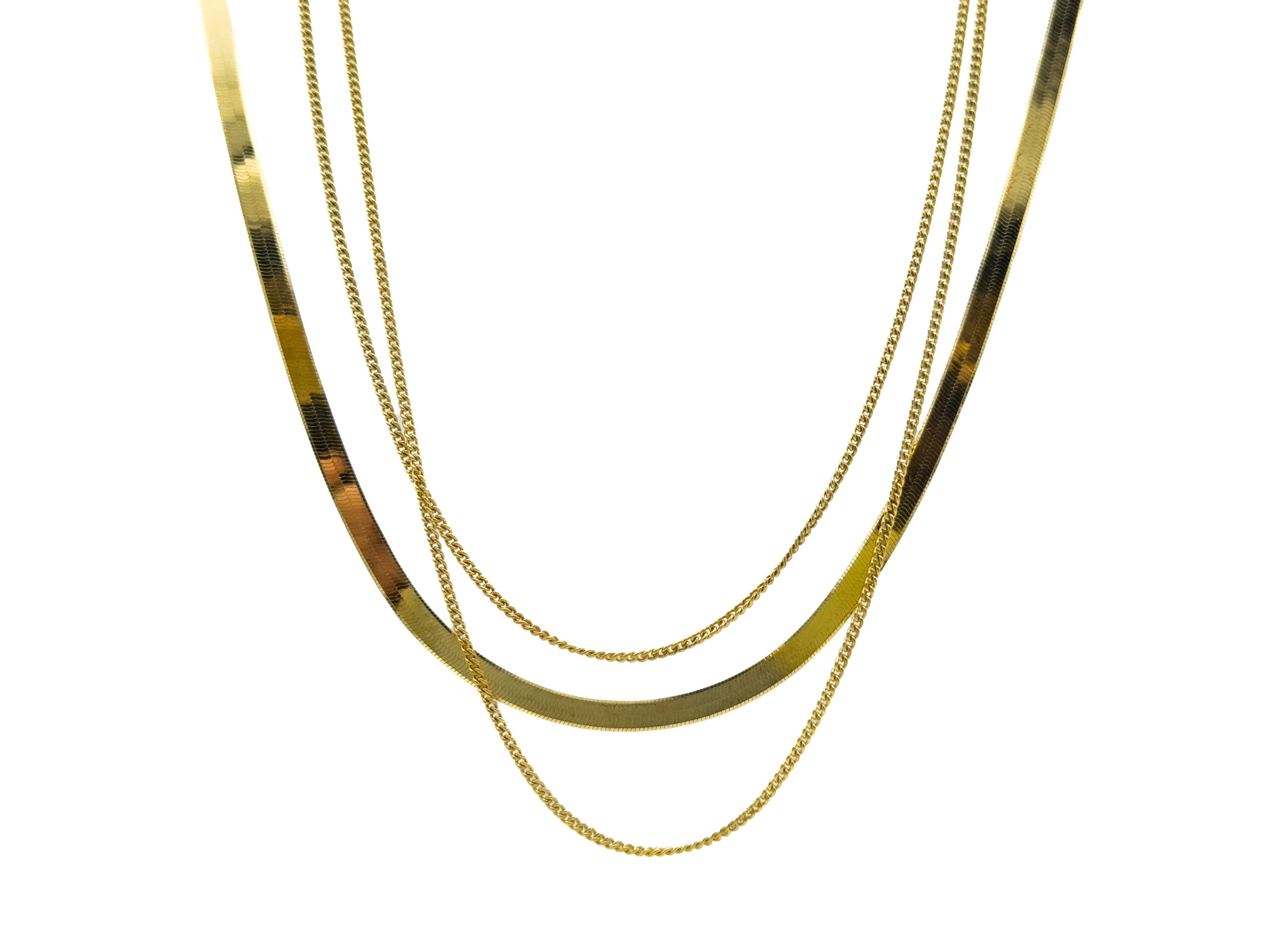 Collana snake tre catene dorato