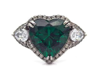 Anello cuore lux verde argento