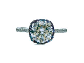 Anello solitario blu argento