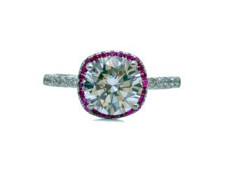 Anello solitario rosso argento