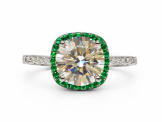 Anello solitario verde argento