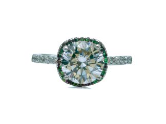 Anello solitario verde argento