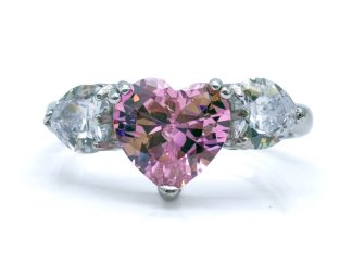 Anello trilogy cuore rosa argento
